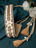Boho Shell Work Embellished Canvas Handmade Belt