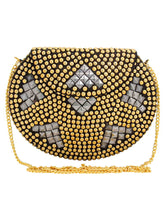 Jewel Gold & Silver Metal Clutch