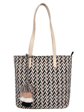 Chevron Cotton Jacquard & Pu Tote Bag