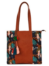 Modish Digital Printed Canvas & PU Tote Bag