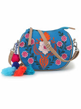 Verdant Floral Embroidered Cotton Canvas & Leatherette Sling Bag