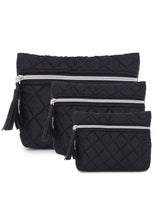 Polyester Quilted Smart Casual Vanity Bag (Set Of 3)