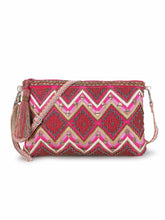 Ghoomar Cotton Jacquard Chevron Embellished Sling Bag