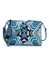 Boho Cotton Jacquard & Canvas Geometric Embellished Sling Bag