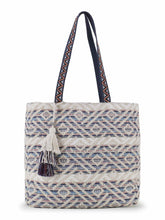 Boho Acrylic Jacquard Striped Self Design Tote Bag