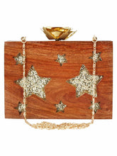Timber Star Sequins Wooden Party Clutch