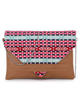 Geomat Striped Leatherette Jacquard Sling Bag With Chain Strap