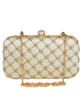 Tulle Embroidered & Embellished Faux Silk Clutch
