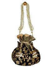 Lotus Embroidered Velvet Potli