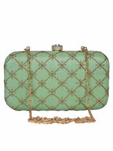 Web Sequines Embroidered Faux Silk Clutch