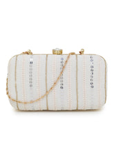 Tulle Striped Embellished Faux Silk Clutch