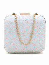 Vista Faux Silk Floral Embroidered Square Clutch