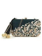 Gaud Floral Embellished Faux Silk Clutch