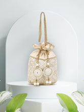 Dangle Floral Embroidered Faux Silk Potli