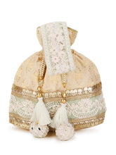 Dangle Floral Lace Detailed Faux Silk Potli