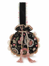 Dangle Floral Embroidered Velvet Potli