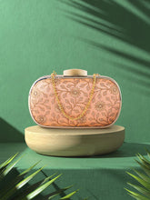 Hue Floral Embroidered Faux Silk Clutch