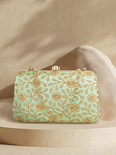 Hue Floral Embroidered Faux Silk Clutch