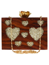 Timber Heart Sequins Wooden Party Clutch