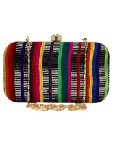 Loom Striped Jacquard Fabric Clutch