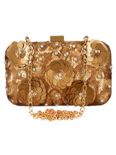 Adorn Sequines Embelished Faux Silk Fabric Clutch