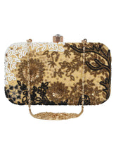 Adorn Embellished Faux Silk Clutch Beige & Multi