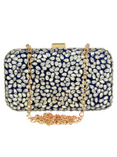 Adorn Embellished Faux Silk Clutch