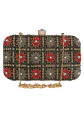 Adorn Embellished Faux Silk Clutch