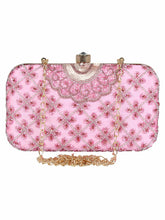 Adorn Embellished Faux Silk Clutch