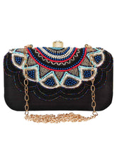 Adorn Embellished Faux Silk Clutch