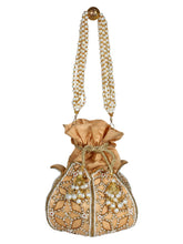 Lotus Embellished Faux Silk Potli