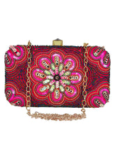 Adorn Embellished Faux Silk Clutch