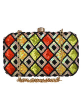 Adorn Embellished Faux Silk Box Clutch
