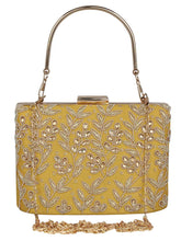 Oblong Embellished Faux Silk Box Clutch