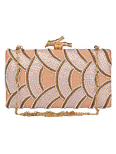 Svelte Sequines Embellished Faux Silk Box Clutch