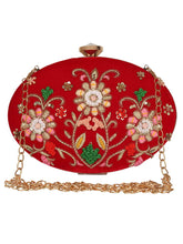 Gala Embroidered Velvet Oval Clutch