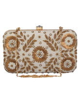 Adorn Embellished Faux Silk Box Clutch