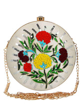 Gala Sequines Embroidered Velvet Round Clutch