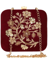 Vista Sequines Embellished Velvet Box Clutch