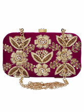 Adorn Sequines Embellished Velvet Clutch