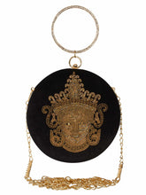 Amman Embellished Velvet Round Clutch