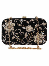 Adorn Sequines Embellished Velvet Clutch