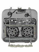 Spiffy Sequines Embellished Faux Silk Box Clutch