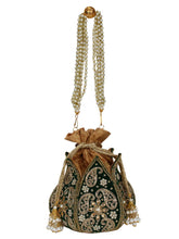 Lotus Embelished Velvet Potli