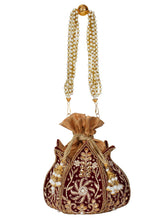 Lotus Embelished Velvet Potli