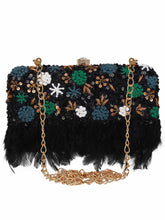 Quill Sequines Embroidered Faux Silk Clutch