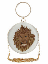 Zodiac Embellished Faux Silk Clutch Leo