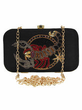 Zodiac Embellished Faux Silk Clutch Scorpio