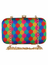 Tulle Honeycomb Printed Faux Silk Box Clutch