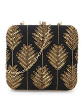 Vista Faux Silk Botanical Embellished Box Clutch